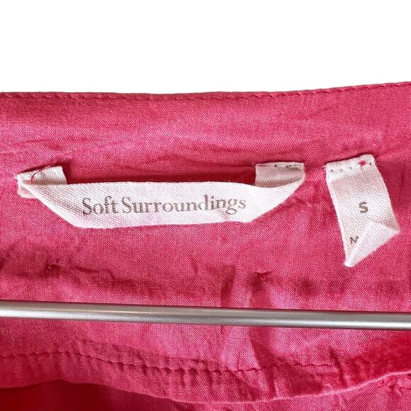 Soft Surroundings Coral Beaded Embroidered Tunic Top Cinch Waist Size Small - Picture 3 of 8